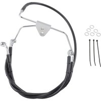 660411-4BLK - Drag Specialties Extended Length Vinyl Brake Hose Kit For Harley Davidson FLHT 1340 1996-1998 +10.2 cm Front - Black