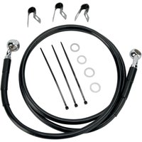 660214-BLK - Drag Specialties Stainless Steel Brake Hose Kit For Harley Davidson FLST 1450 Front