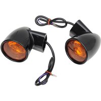 12-0224GBR-2 - Drag Specialties Bullet-Style Turn Signals For Harley Davidson FLHR 1750 2021-2022 Rear Black/Gloss Amber