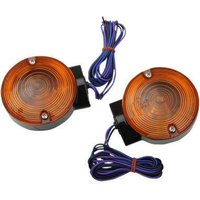 L12-6030GBAFE - Drag Specialties Turn Signals For Harley Davidson FLHR 1340 1994-1998 Front Black Amber