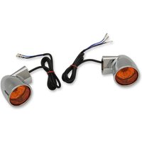 12-0224C-2 - Drag Specialties Bullet-Style Turn Signals For Harley Davidson FLHR 1340 1994-1998 Front Chrome Amber
