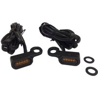 L22-0229MBAENU - Drag Specialties LED Handlebar Marker Lights For Harley Davidson FLHTCU 1690 2014-2016 Black Amber