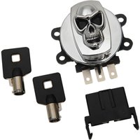 21-0209SKD - Drag Specialties Skull ignition Switch For Harley Davidson FLHR 1450 1999-2003 - Chrome