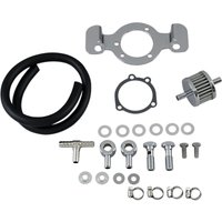 120087 - Drag Specialties Crankcase Breather with Support Bracket Kit For Harley Davidson XL 1200 C 1996-2006 - Black/Chrome
