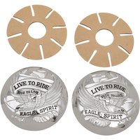 Image of 03-0025A-BC230 - Drag Specialties "Live to Ride" Fuel Cap Covers For Harley Davidson FLD 1690 2012-2013 - Chrome