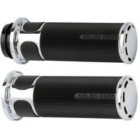 Image of 07-302 - Arlen Ness Fusion Slot Track Grips For Harley Davidson FLDE 1750 2018-2020 - Black/Chrome