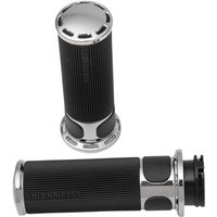 Image of 07-300 - Arlen Ness Fusion Slot Track Grips For Harley Davidson FL 1200 1976-1977 - Black/Chrome