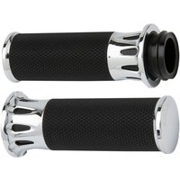 07-318 - Arlen Ness Fusion Deep Cut Grips For Harley Davidson FLDE 1750 2018-2020 - Black/Chrome