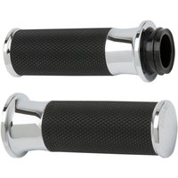 Image of 07-322 - Arlen Ness Fusion Smooth Grips For Harley Davidson FLDE 1750 2018-2020 - Black/Chrome