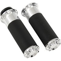 Image of 07-328 - Arlen Ness Fusion Beveled Grips For Harley Davidson FLDE 1750 2018-2020 - Black/Chrome