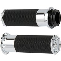 Image of 07-330 - Arlen Ness Fusion Beveled Grips For Harley Davidson FL 1200 1976-1977 - Black/Chrome