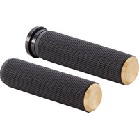 Image of 07-334 - Arlen Ness Knurled Grips For Harley Davidson FLDE 1750 2018-2020 - Black/Brass