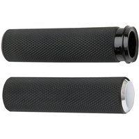 Image of 07-326 - Arlen Ness Knurled Grips For Harley Davidson FLDE 1750 2018-2020 - Black/Chrome