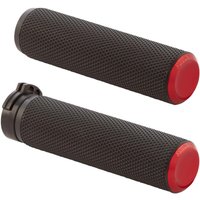 Image of 07-336 - Arlen Ness Knurled Grips For Harley Davidson FL 1200 1976-1977 - Black/Red