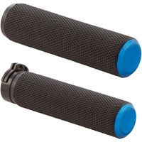 Image of 07-335 - Arlen Ness Knurled Grips For Harley Davidson FL 1200 1976-1977 - Black/Blue