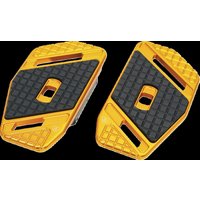 Image of 410-042 - Arlen Ness SpeedLiner Passenger Floorboards For Harley Davidson FLD 1690 2012-2013 - Black/Gold