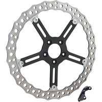 Image of 02-995 - Arlen Ness Big Brake Jagged Floating Brake Disc Kit For Harley Davidson FLD 1690 2012-2013 - Black/Silver