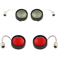 Image of PB-BCM2-BB-B - Custom Dynamics Complete Front & Rear Turn Signal Conversion Kit with Bullet Bezel Lenses For Harley Davidson FLD 1690 2012-2013 Black Red/Smoke