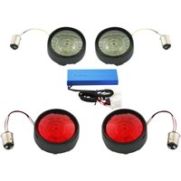 Image of PB-HD-BB-B - Custom Dynamics Complete Front & Rear Turn Signal Conversion Kit with Bullet Bezel Lenses For Harley Davidson FLHR 1450 2002-2003 Black Red/Smoke
