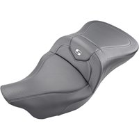Image of 808-07B-186 - Saddlemen Extended Reach RoadSofa Carbon Fibre Seat For Harley Davidson FLHR 1584 2008 - Black/Silver