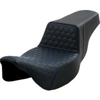 A808-07B-178BLU - Saddlemen Honeycomb Step Up Extended Seat For Harley Davidson FLH 1868 2021 - Black/Blue