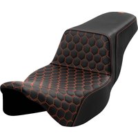 A808-07B-178ORA - Saddlemen Honeycomb Step Up Extended Seat For Harley Davidson FLH 1868 2021 - Black/Orange