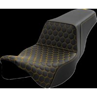 Image of 808-07B-17807 - Saddlemen Honeycomb Step Up Extended Seat For Harley Davidson FLH 1868 2021 - Black/Gold