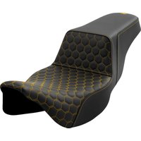 A808-07B-178GOL - Saddlemen Honeycomb Step Up Extended Seat For Harley Davidson FLH 1868 2021 - Black/Gold