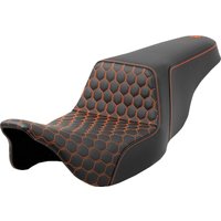 A808-07B-177ORA - Saddlemen Honeycomb Step Up Seat For Harley Davidson FLH 1868 2021 - Black/Orange