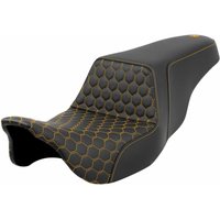 A808-07B-177GOL - Saddlemen Honeycomb Step Up Seat For Harley Davidson FLH 1868 2021 - Black/Gold