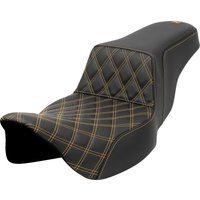 Image of 808-07E-17207 - Saddlemen Lattice Stitch Step Up Seat For Harley Davidson FLH 1868 ABS 2021 - Black/Gold