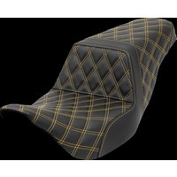 Image of 808-07B-17507 - Saddlemen Lattice Stitch Step Up Seat For Harley Davidson FLH 1868 2021 - Black/Gold (Driver Seat Length: 38 cm)