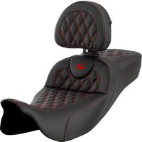 Image of A808-07R-184RED - Saddlemen Roadsofa Extended Reach Seat With Backrest For Harley Davidson FLHR 1584 2008 - Black/Red (Driver Seat Length: 42 cm)