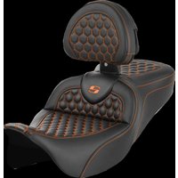 Image of 808-07B-189B3 - Saddlemen Honeycomb Roadsofa Seat For Harley Davidson FLH 1868 ABS 2021 - Black/Orange