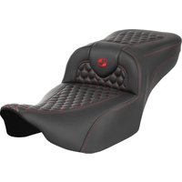 823-07-19004 - Saddlemen Roadsofa Extended Reach Honeycomb Seat For Harley Davidson FLHX 1923 2024 - Black/Red