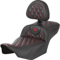 Image of 823-07-207B4 - Saddlemen Roadsofa Extended Reach Carbon Fiber Seat For Harley Davidson FLHX 1923 2024 - Black/Red