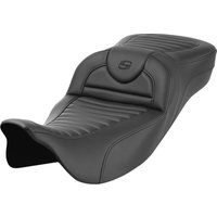 Image of 808-07B-20300 - Saddlemen Roadsofa Extended Reach Tuck-n-Roll Seat For Harley Davidson FLH 1868 2021 - Black