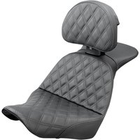 Image of 818-29-030LS - Saddlemen Explorer Lattice Stitch Seat With Backrest For Harley Davidson FLSB 1750 2018-2024 - Black