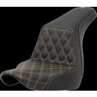 Image of 818-29-17207 - Saddlemen Lattice Stitch Step Up Seat For Harley Davidson FLSB 1750 2018-2024 - Black/Gold