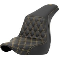 A818-29-172GOL - Saddlemen Lattice Stitch Step Up Seat For Harley Davidson FLSB 1750 2018-2024 - Black/Gold