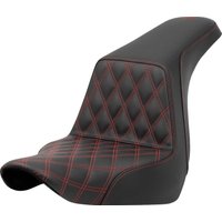 A818-29-172RED - Saddlemen Lattice Stitch Step Up Seat For Harley Davidson FLSB 1750 2018-2024 - Black/Red