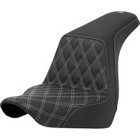 Image of A818-29-172SIL - Saddlemen Lattice Stitch Step Up Seat For Harley Davidson FLSB 1750 2018-2024 - Black/Silver