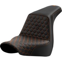 A818-29-177ORA - Saddlemen Honeycomb Step Up Seat For Harley Davidson FLSB 1750 2018-2024 - Black/Orange