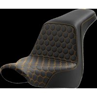 Image of 818-29-17707 - Saddlemen Honeycomb Step Up Seat For Harley Davidson FLSB 1750 2018-2024 - Black/Gold
