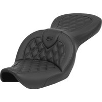 896-05-182 - Saddlemen RoadSofa Standard Reach Seat For Harley Davidson FXDWG 1340 1996-1998 Lattice Stitched - Black