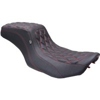 Image of 88415DC - Mustang Double Diamond Squareback Seat For Harley Davidson FLHX 1923 2024-2026 - Black/Red