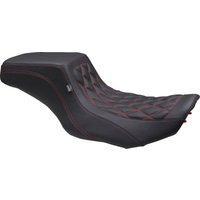 Image of 88416DC - Mustang Double Diamond Squareback Seat For Harley Davidson FLHX 1923 2024-2026 - Black/Red