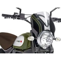 Image of 7652W - Puig Retrovision Black Semi Fairing & Screen For Ducati Scrambler 1100 2018-2020 - Clear