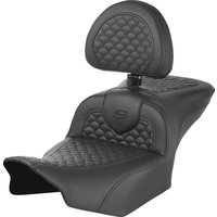 Image of 823-07-208B0 - Saddlemen Scallop Stitch Roadsofa Seat With Backrest For Harley Davidson FLHX 1923 2024-2026 - Black