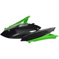 Polisport Side Panels - Kawasaki KXF250 2009-12, KXF450 2009-11 - Green/ Black